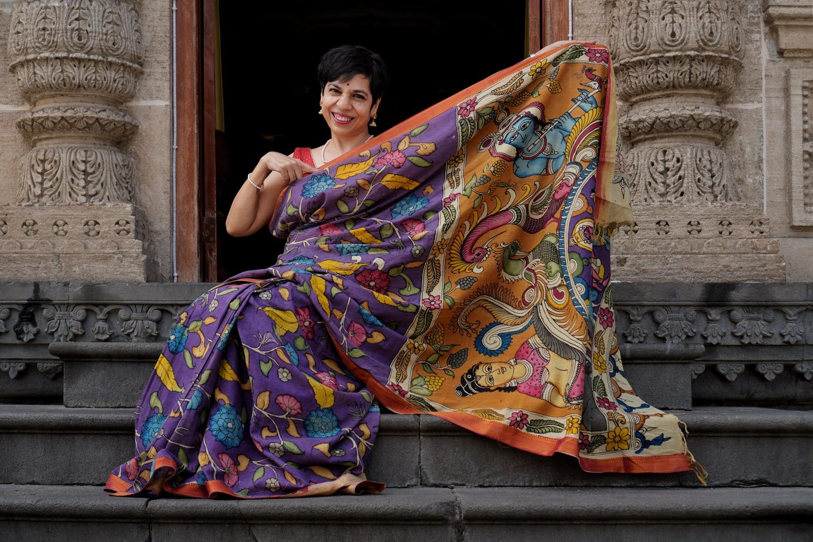 💠 Shyama — The Hand-Painted Kalamkari Saree - Image 2