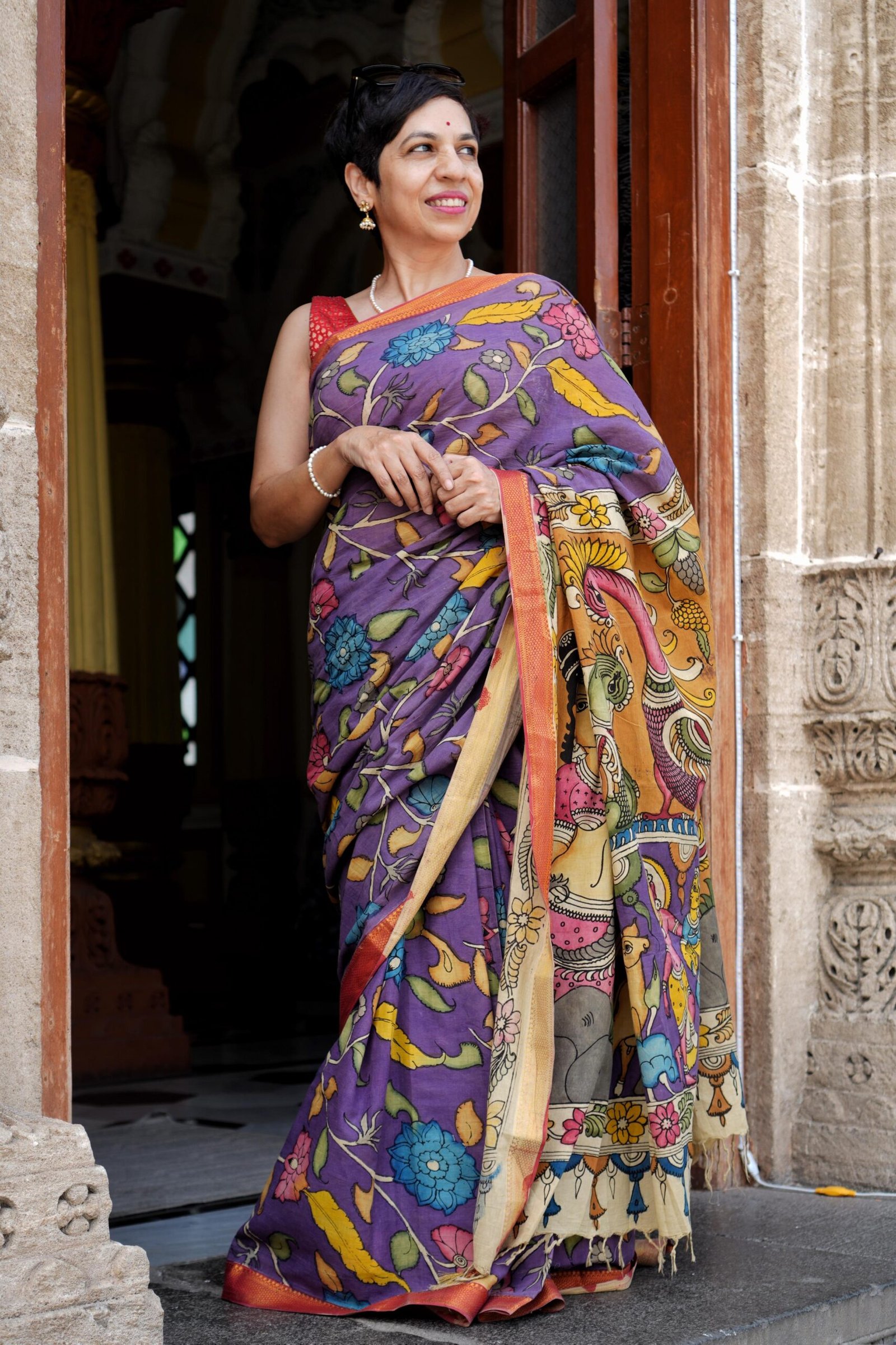 💠 Shyama — The Hand-Painted Kalamkari Saree - Image 3